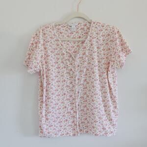 Cozy Vintage Vneck Cotton Pink Floral Tshirt  Extra Small
